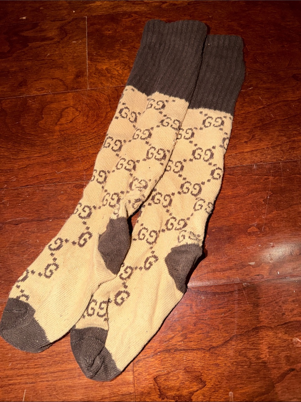 Brown Logo-Pattern Men's Crew GUCCI Socks